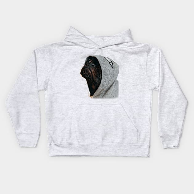 Cute Dog in a hoodie Kids Hoodie by PGP